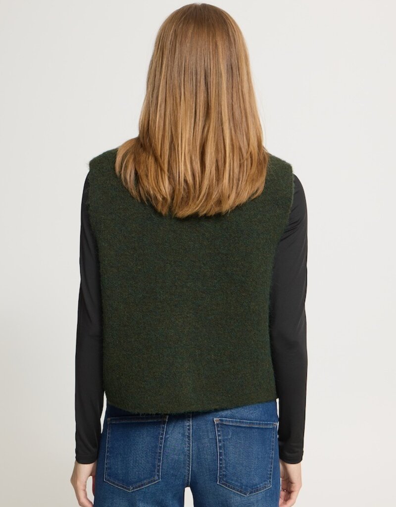 ICHI Panora Waistcoat in Rosin Melange Green