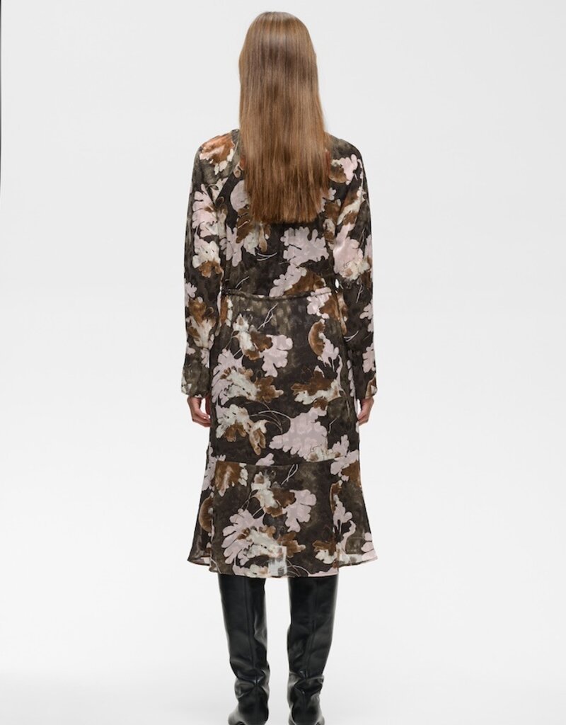 InWear Mason Short Dress in Mixed Brown Floral with Adjustable Waist Ties