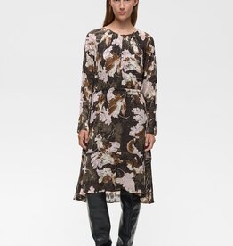 InWear Mason Short Dress in Mixed Brown Floral with Adjustable Waist Ties