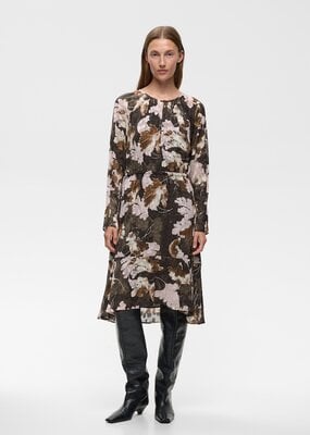 InWear Mason Short Dress in Mixed Brown Floral with Adjustable Waist Ties