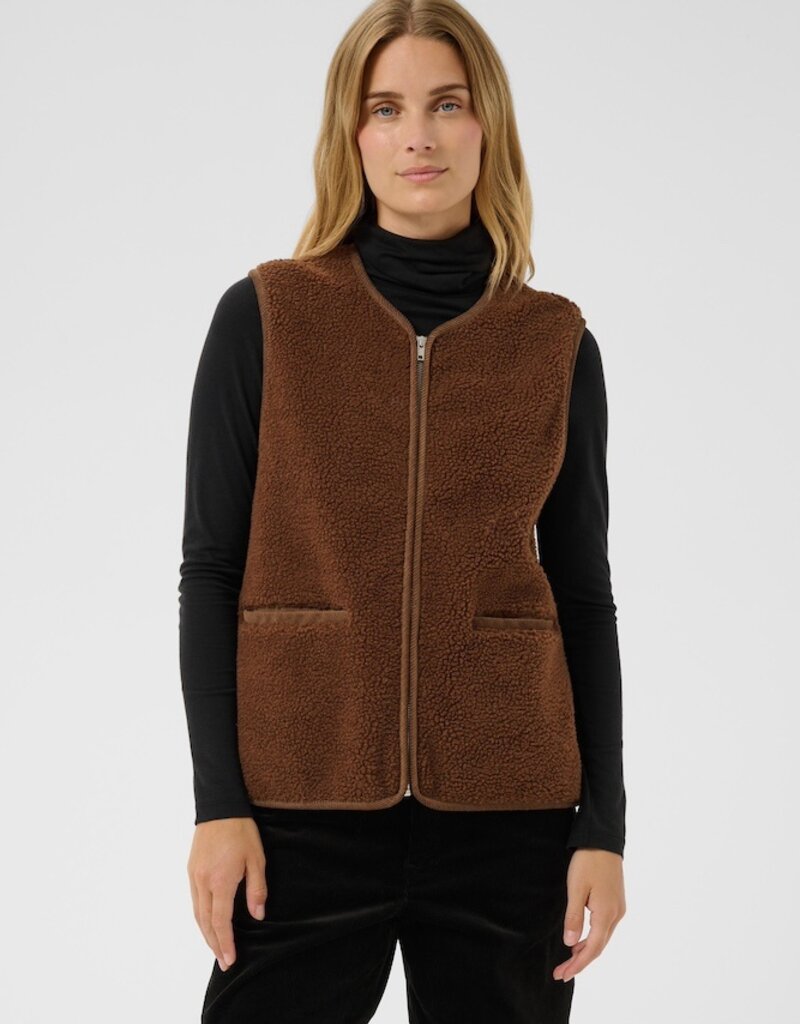 Part Two Camelie Teddy zip-up in Downtown Brown