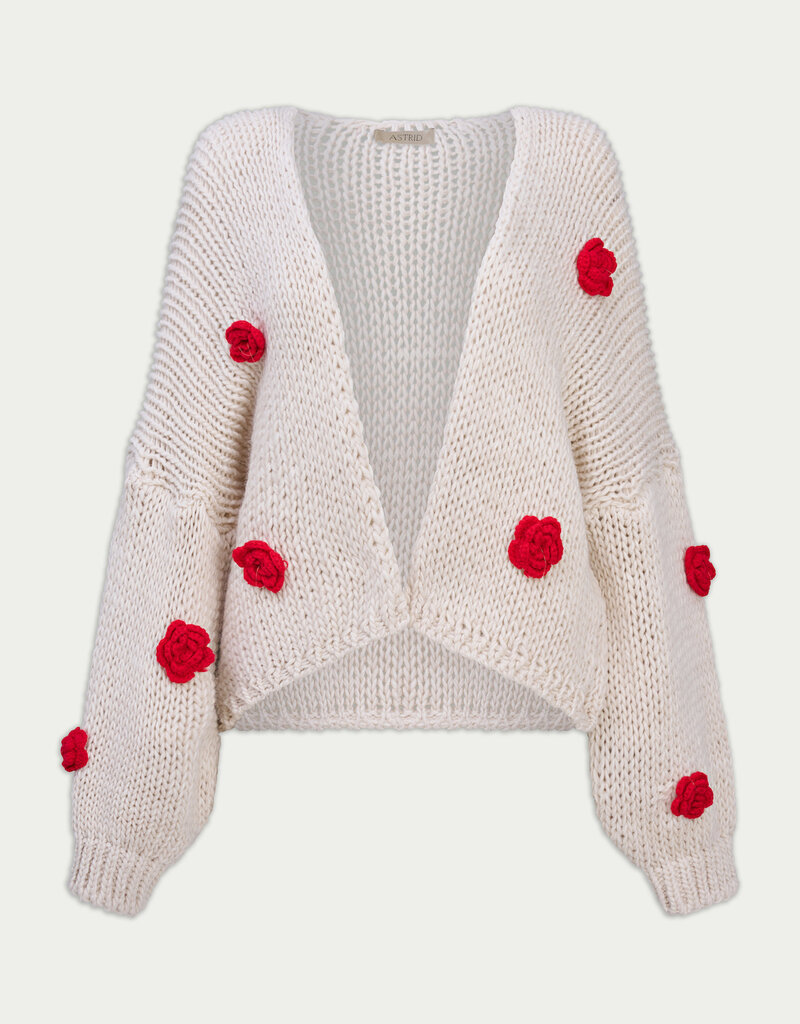 ASTRID Mila Rose Embellished Cardigan in Cream