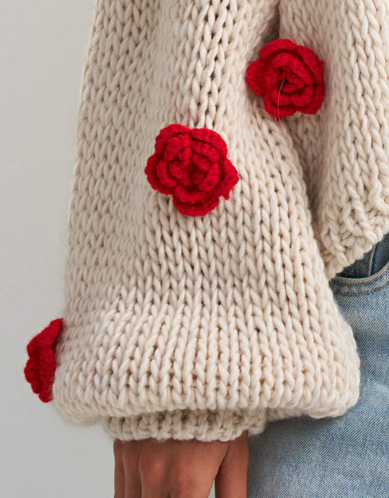 ASTRID Mila Rose Embellished Cardigan in Cream