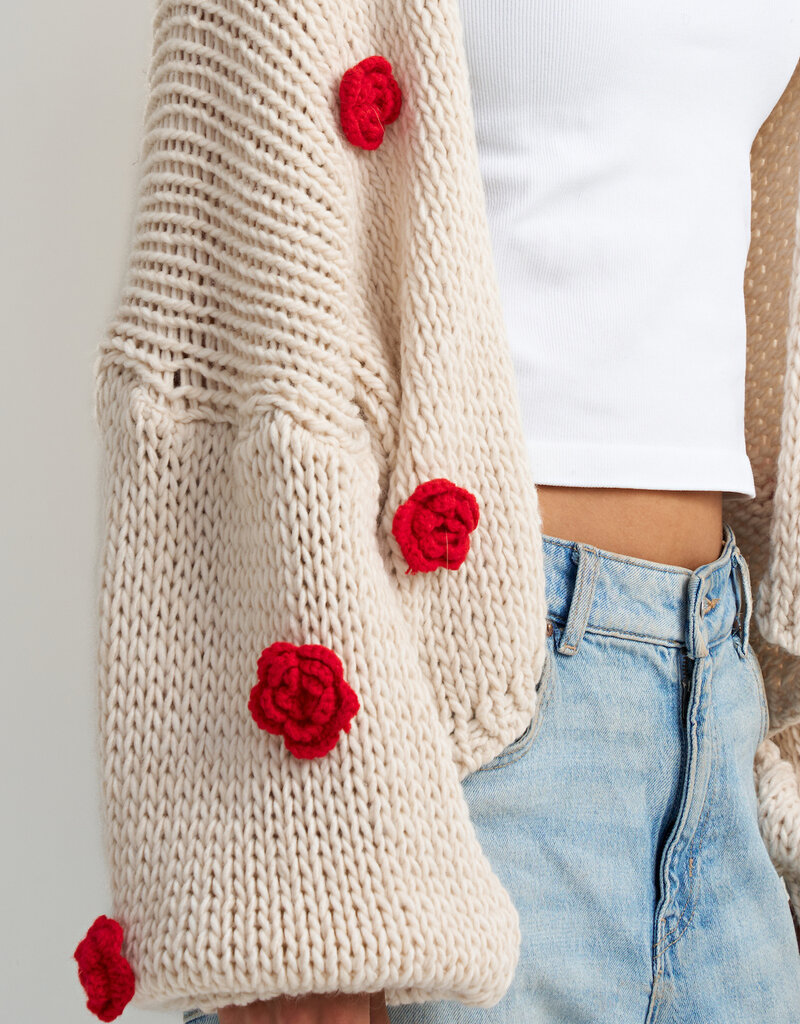 ASTRID Mila Rose Embellished Cardigan in Cream