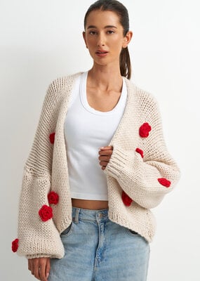 ASTRID Mila Rose Embellished Cardigan in Cream