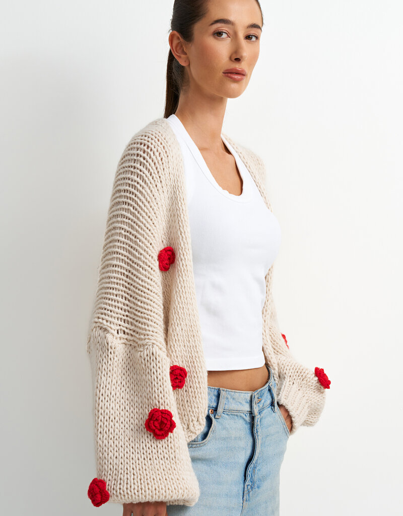 ASTRID Mila Rose Embellished Cardigan in Cream