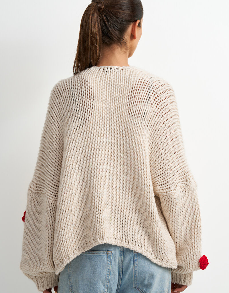 ASTRID Mila Rose Embellished Cardigan in Cream