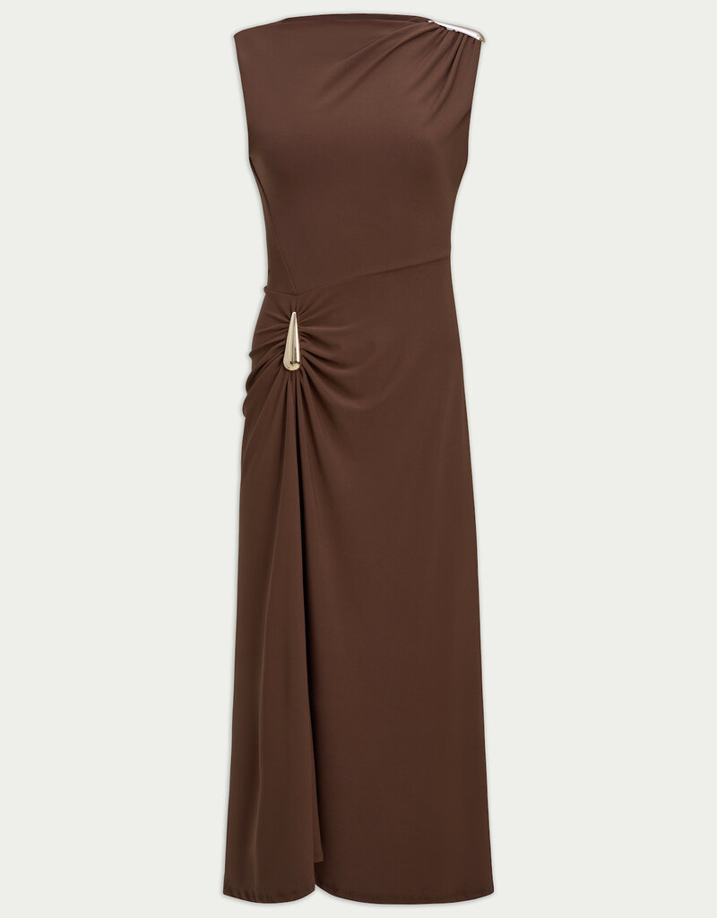 ASTRID Blyth Midi Jersey Dress in Brown