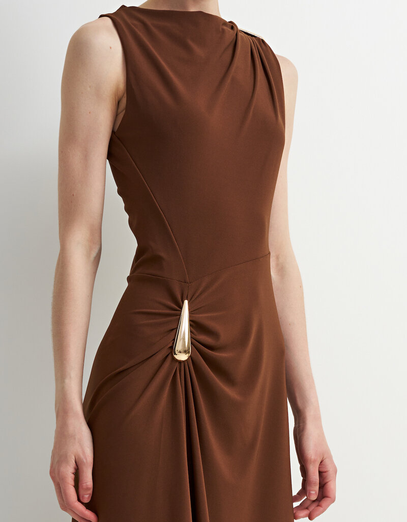 ASTRID Blyth Midi Jersey Dress in Brown