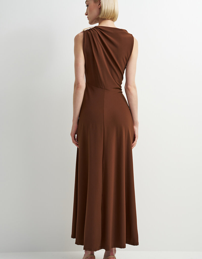 ASTRID Blyth Midi Jersey Dress in Brown
