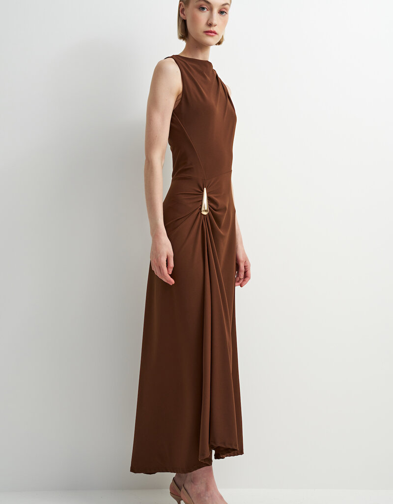 ASTRID Blyth Midi Jersey Dress in Brown