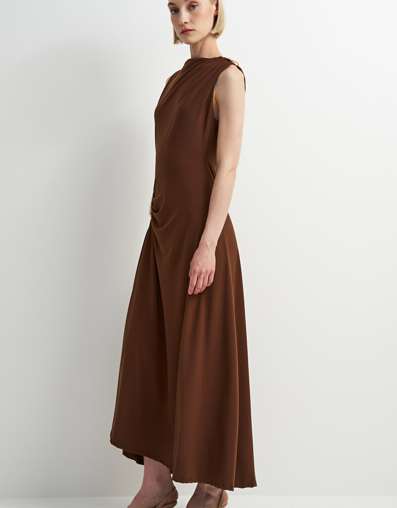 ASTRID Blyth Midi Jersey Dress in Brown