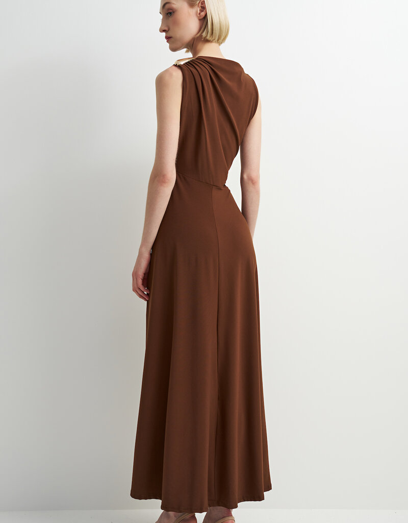 ASTRID Blyth Midi Jersey Dress in Brown