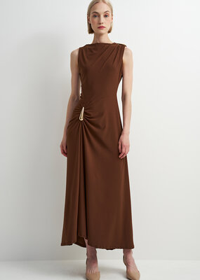 ASTRID Blyth Midi Jersey Dress in Brown