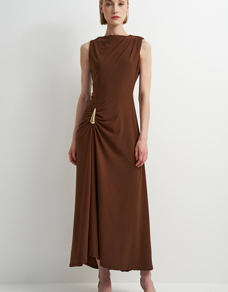 ASTRID Blyth Midi Jersey Dress in Brown