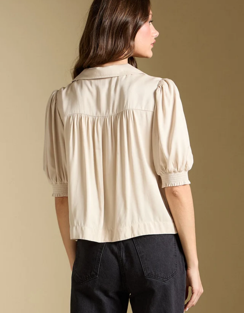 Saltwater Luxe Stacia Embroidered Collar Blouse in Bone