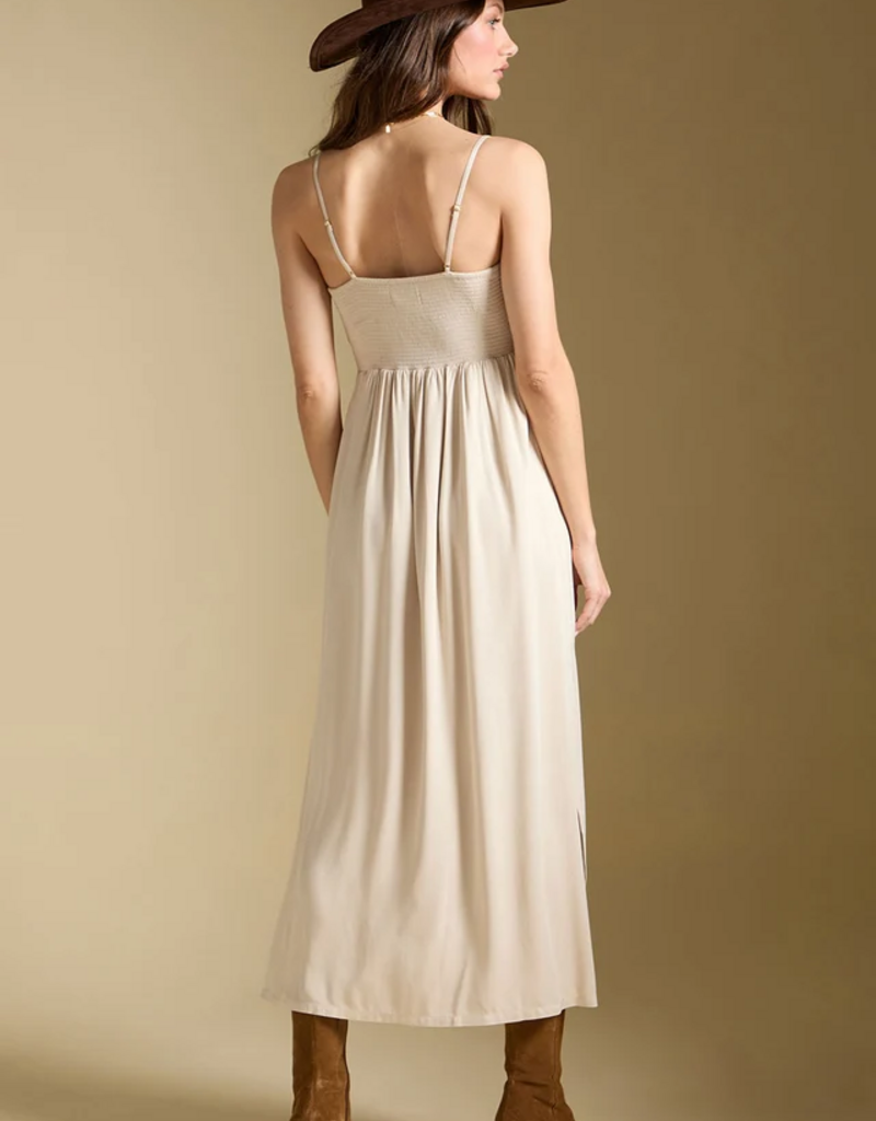 Saltwater Luxe Peni Midi Dress With Embroidered Detail in Bone