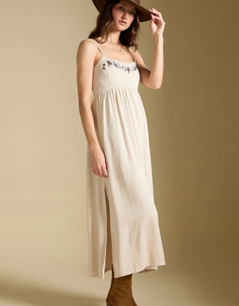 Saltwater Luxe Peni Midi Dress With Embroidered Detail in Bone