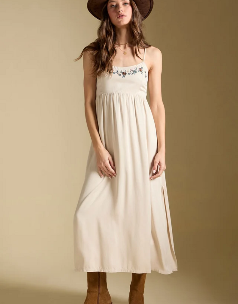 Saltwater Luxe Peni Midi Dress With Embroidered Detail in Bone