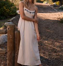 Saltwater Luxe Peni Midi Dress With Embroidered Detail in Bone