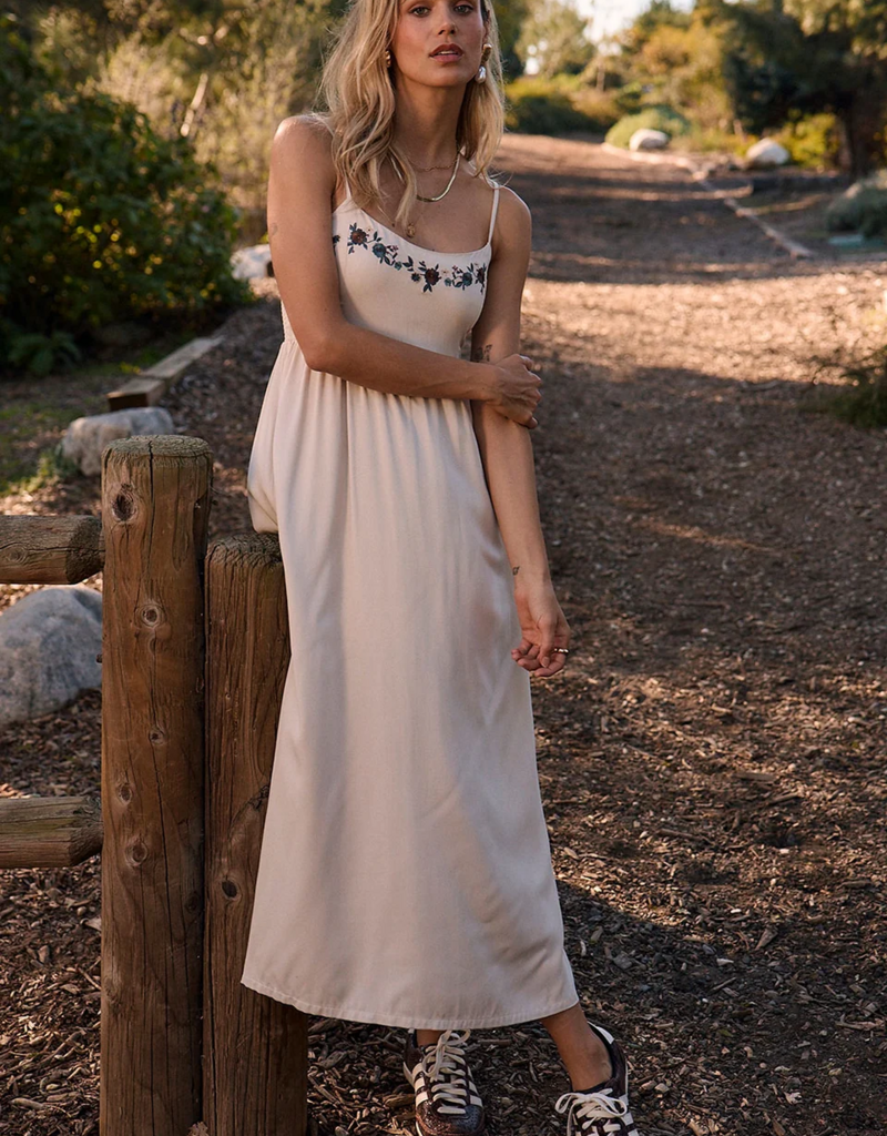 Saltwater Luxe Peni Midi Dress With Embroidered Detail in Bone