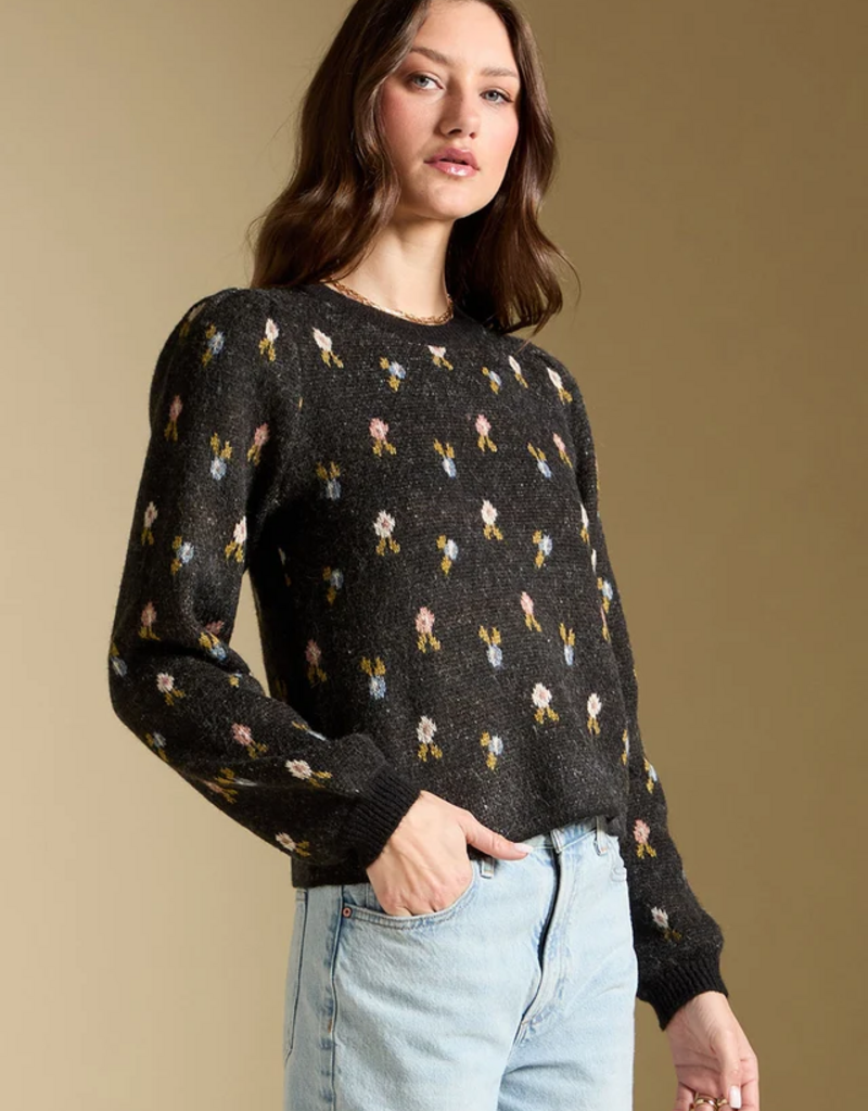 Saltwater Luxe Margow Pullover Knit in Black Floral