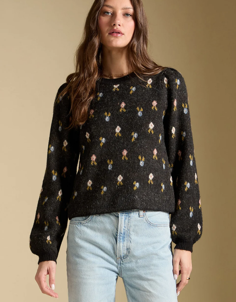 Saltwater Luxe Margow Pullover Knit in Black Floral