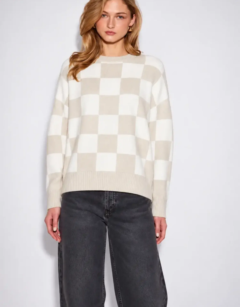 John and Jenn Hugo Pullover Knit in Mellow Check
