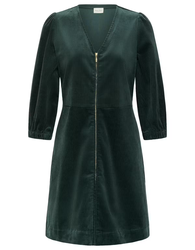 Part Two Corinna Short Corduroy Dress in Green Gables