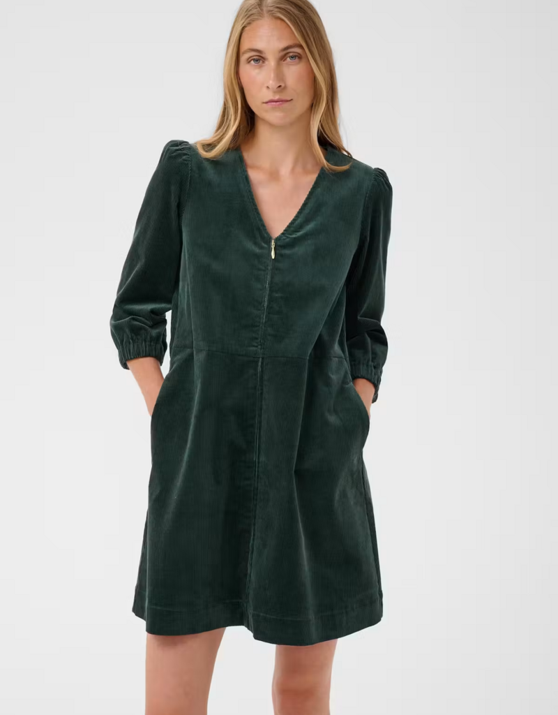 Part Two Corinna Short Corduroy Dress in Green Gables