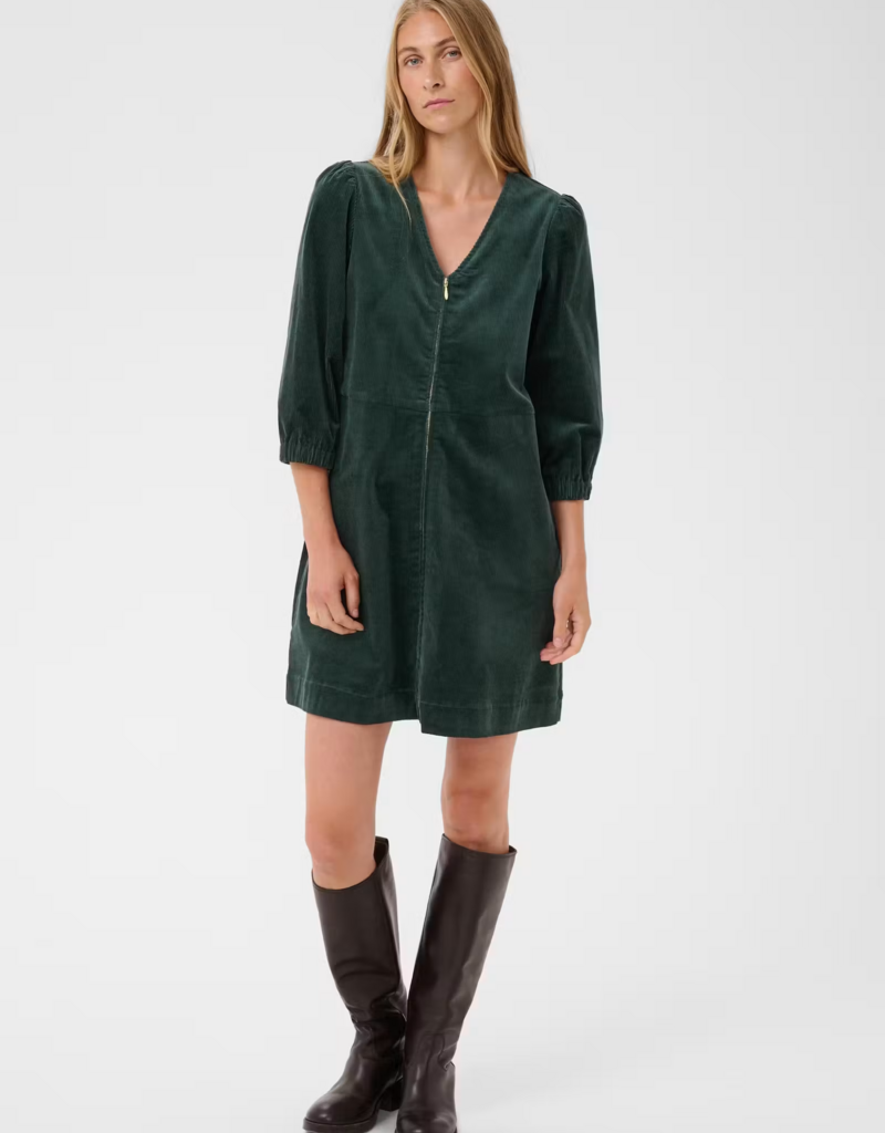 Part Two Corinna Short Corduroy Dress in Green Gables