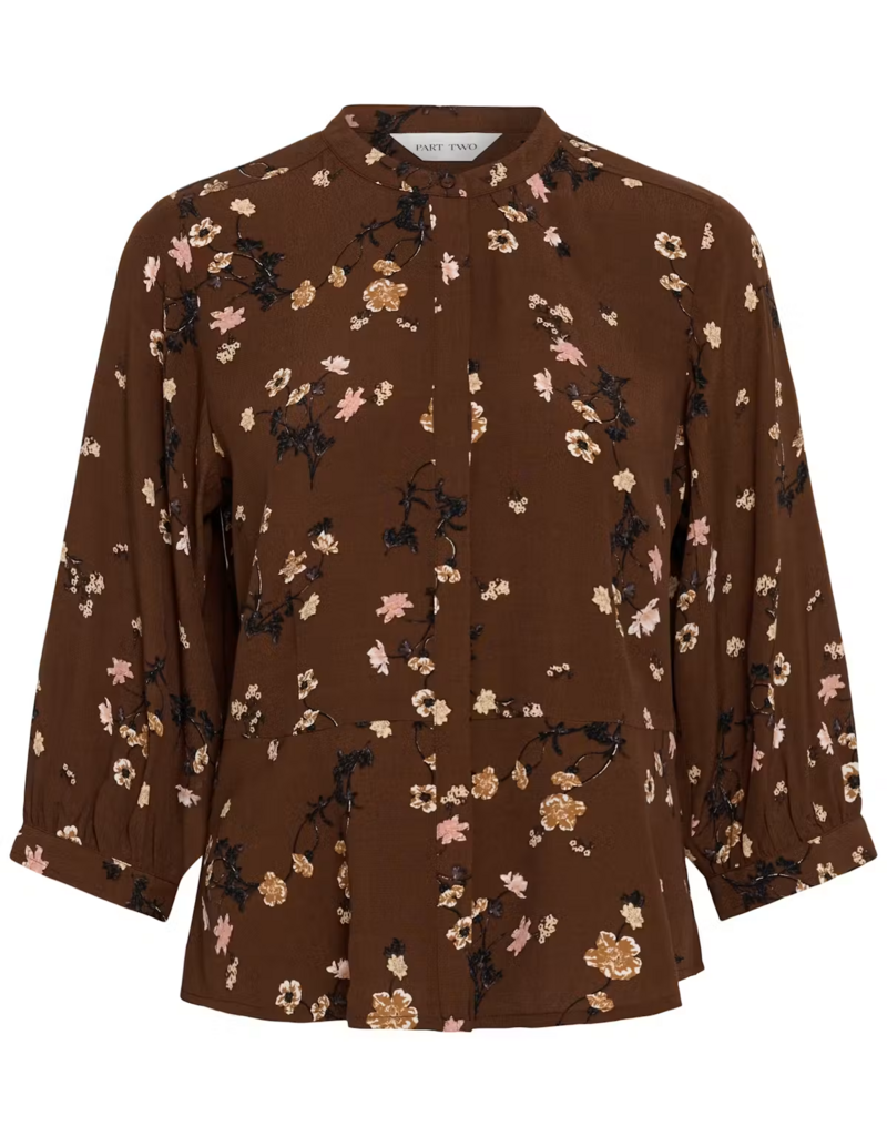 Part Two Constantina Button up Blouse in Downtown Brown