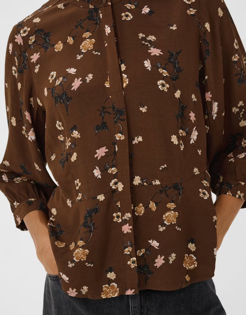 Part Two Constantina Button up Blouse in Downtown Brown