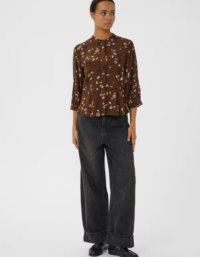Part Two Constantina Button up Blouse in Downtown Brown