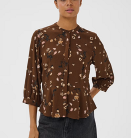 Part Two Constantina Button up Blouse in Downtown Brown