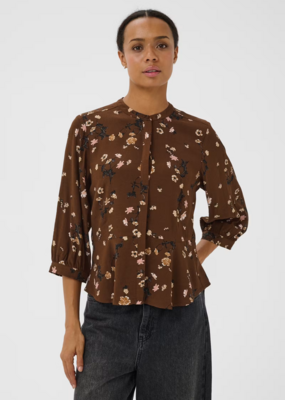 Part Two Constantina Button up Blouse in Downtown Brown