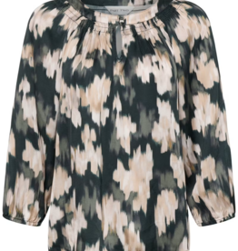 Part Two Catin Blouse in Green Blurred Floral