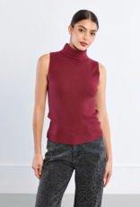 Molly Bracken Ellen Sleeveless Turtleneck in Dark Red