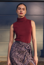 Molly Bracken Ellen Sleeveless Turtleneck in Dark Red