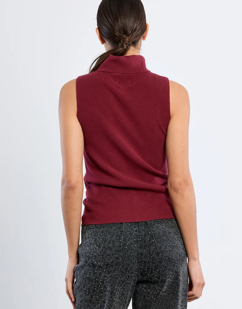 Molly Bracken Ellen Sleeveless Turtleneck in Dark Red
