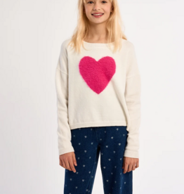 Molly Bracken Kids Emmy Kids Heart Pullover in Ecru