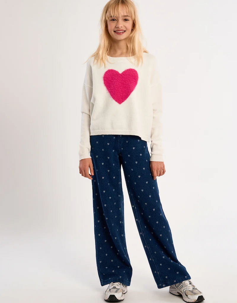 Molly Bracken Kids Emmy Kids Heart Pullover in Ecru