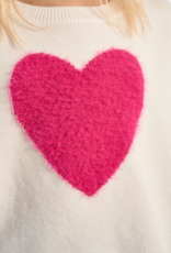 Molly Bracken Kids Emmy Kids Heart Pullover in Ecru