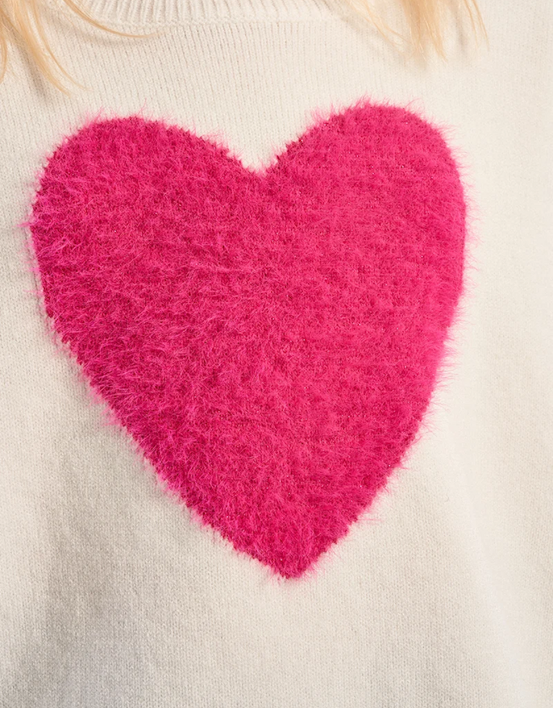 Molly Bracken Kids Emmy Kids Heart Pullover in Ecru
