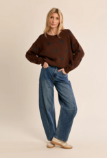 Molly Bracken Brandi Knit Heart Pullover in Chocolate