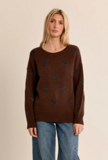 Molly Bracken Brandi Knit Heart Pullover in Chocolate
