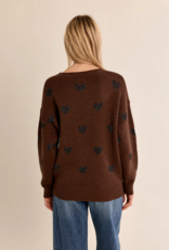 Molly Bracken Brandi Knit Heart Pullover in Chocolate