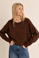 Molly Bracken Brandi Knit Heart Pullover in Chocolate