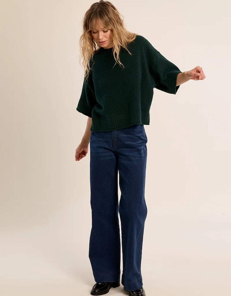 Molly Bracken Brea Short Sleeve Knit in Forest Green