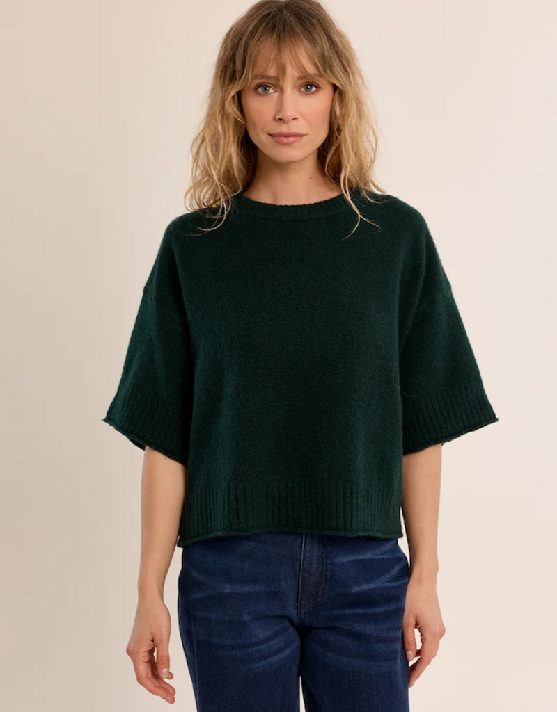 Molly Bracken Brea Short Sleeve Knit in Forest Green